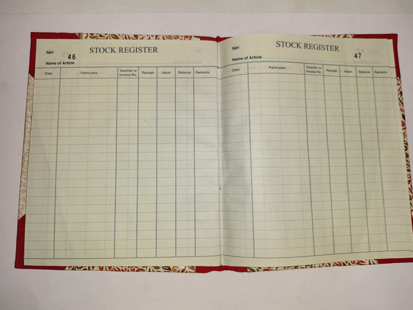 Shipra Stock Register Note Book Size