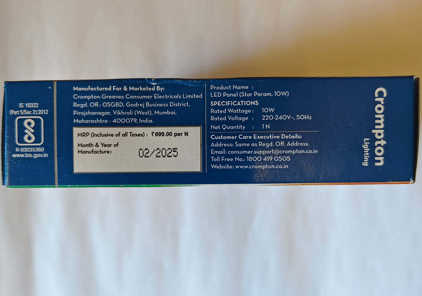 Crompton Star Param Panel Round 10Watt
