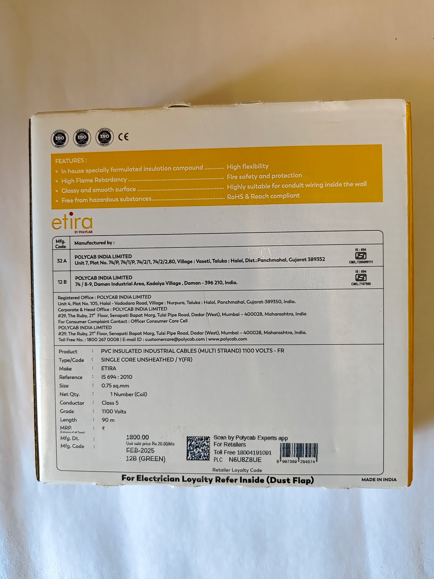 Polycab Etira 0.75mm