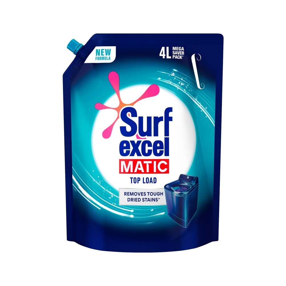 Surf Excel Matice Top Load Liquid Detergent 4L, Refill Pouch