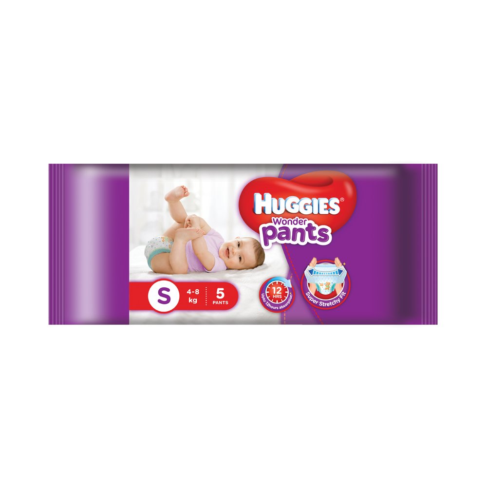 Huggies Wonder Pants Small Size Diaper, 4-8 Kg (5 Count)