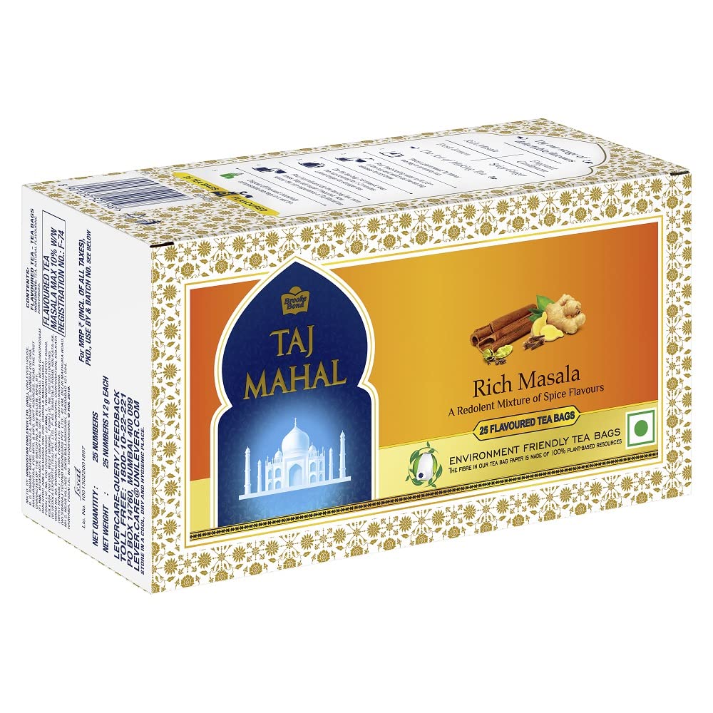 Taj Mahal Rich Masala Chai Tea Bags, 25 Pieces